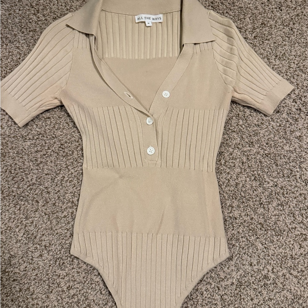 REVOLVE Beige Ribbed Bodysuit